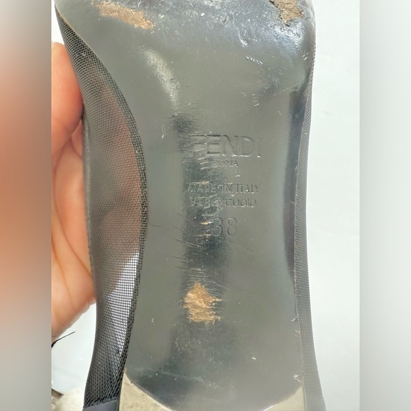 Fendi Navy Blue Black Mesh leather trim Colibri pumps EU 38 - Picture 13 of 13